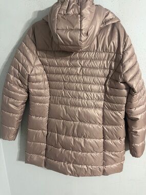 NWOT Kenneth Cole Shiny Taupe Quilted Hooded Puffer